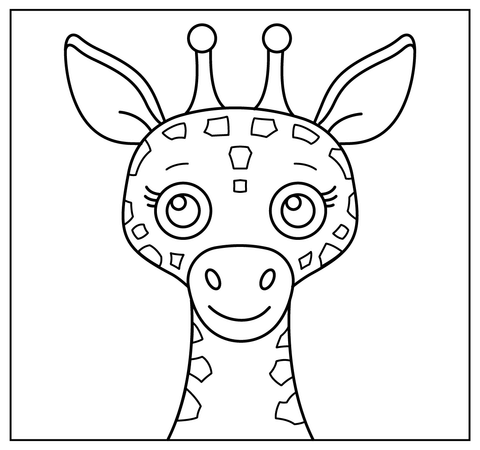 Cartoon Giraffe Selfie Coloring Page